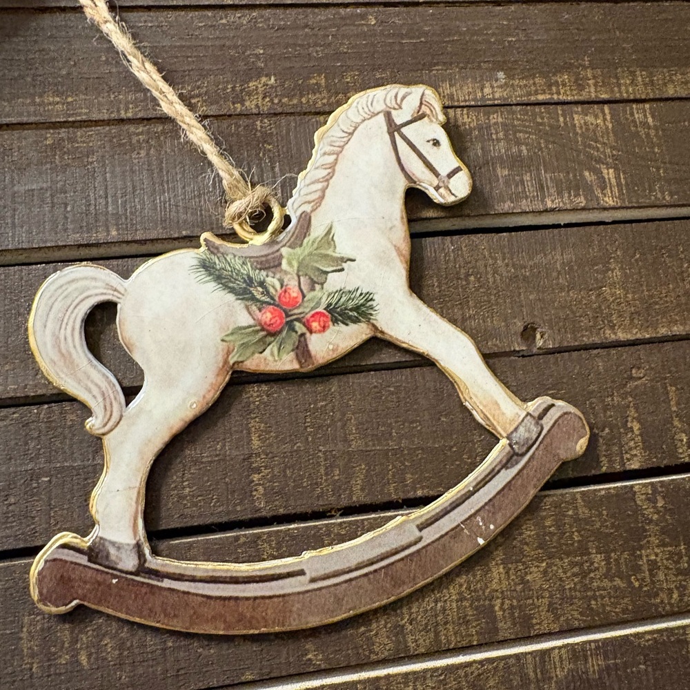 Vintage Inspired Metal Rocking Horse Ornament NEW Collectible Cracker Barrel